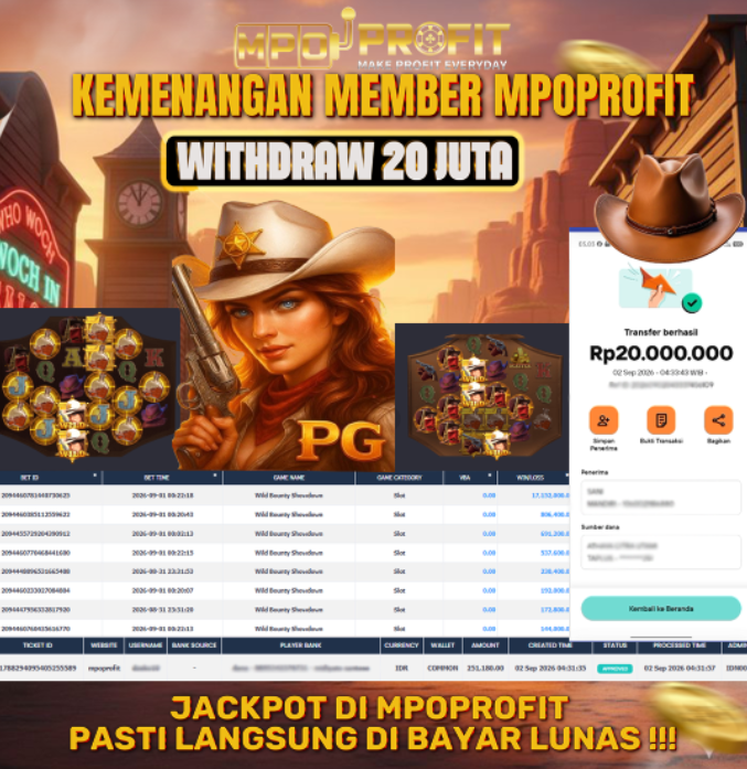 MPOPROFIT JACKPOT PGSOFT! KEMENANGAN MURNI DI (WILD BOUNTY SHOWDOWN TOTAL 20.000.000,- LUNAS)